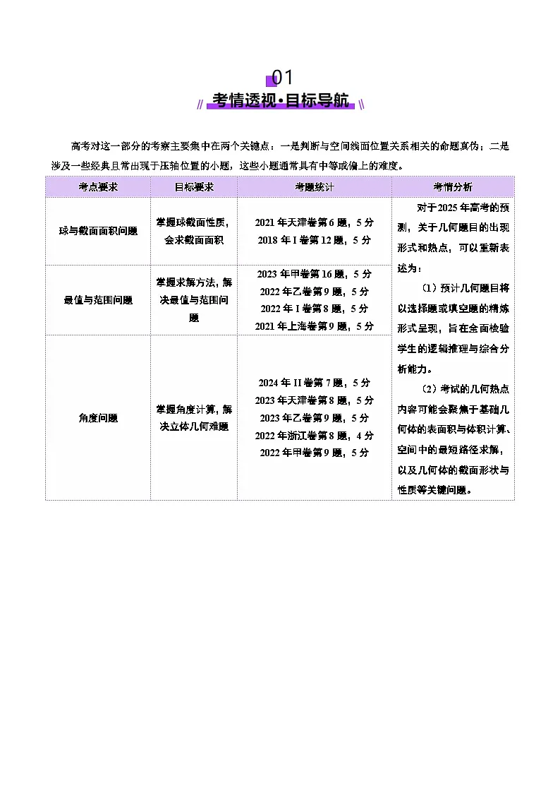 2025年高考数学二轮复习（新高考通用）专题14立体几何常见压轴小题全面总结与归纳解析（讲义）（教师版）第2页