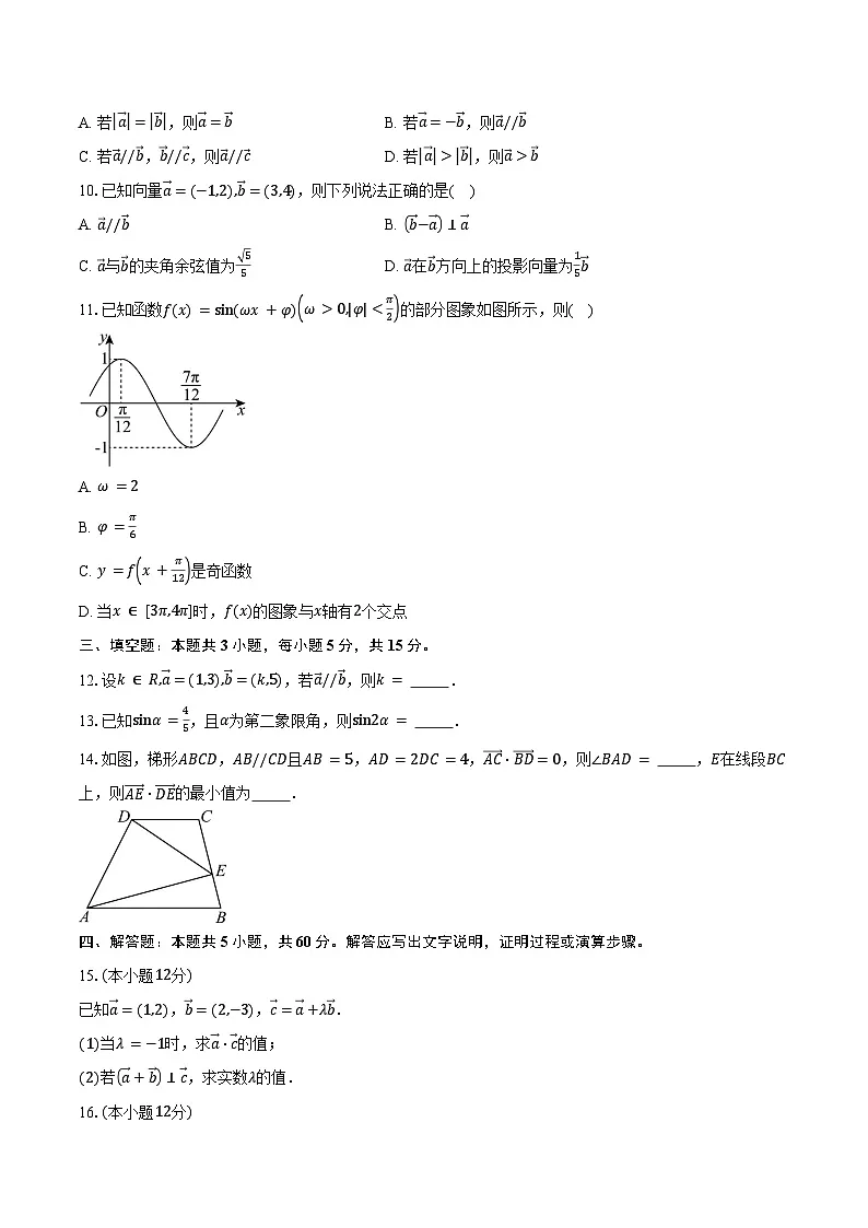 2024-2025学年四川省雅安神州天立高级中学高一下学期3月月考数学试卷（含答案）第2页