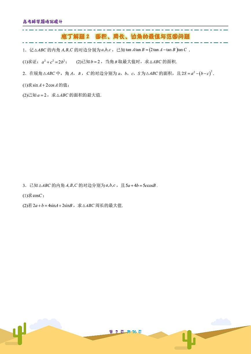 2025高考数学解答题二轮训练第二部第2页