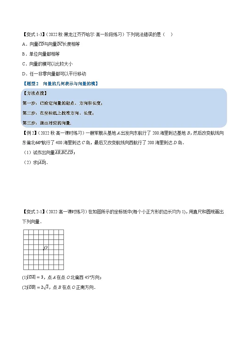 高考数学第二轮复习专题练习 专题6.1 平面向量的概念（重难点题型精讲）（学生版）第3页