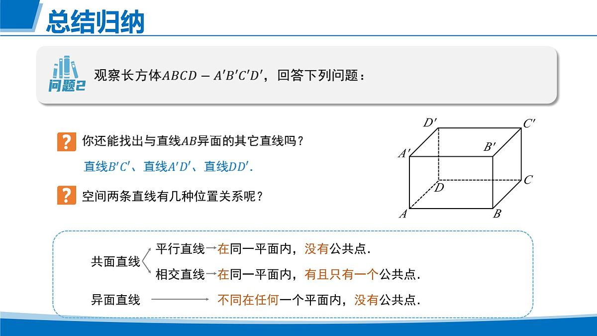 人教A版高一下册数学-必修第二册8.4.2空间点、直线、平面之间的位置关系【课件】第5页