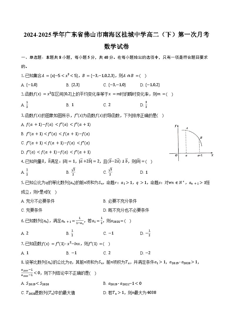 2024-2025学年广东省佛山市南海区桂城中学高二（下）第一次月考数学试卷（含答案）第1页