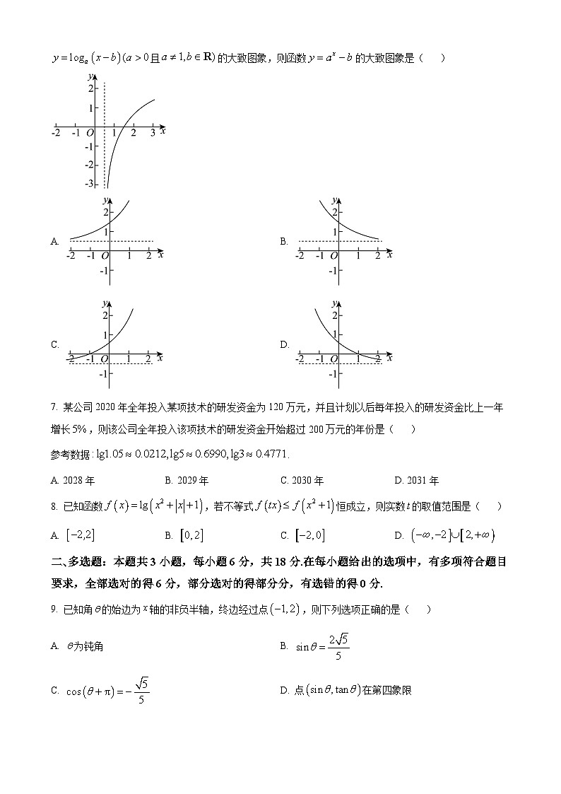 河北省张家口市2024-2025学年高一上学期期末考试数学试卷  Word版无答案第2页