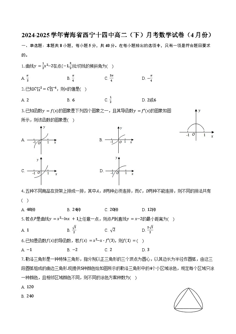 2024-2025学年青海省西宁十四中高二（下）月考数学试卷（4月份）（含答案）第1页