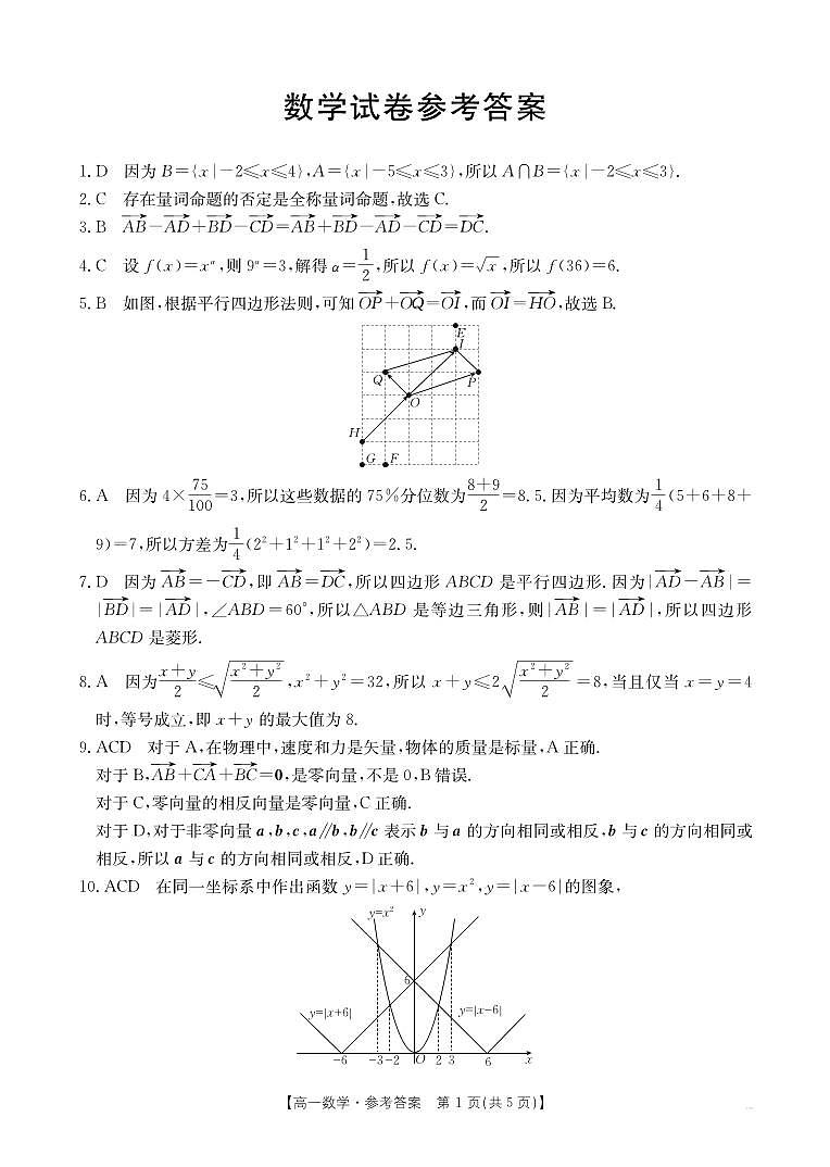 高一数学350A答案(1)第1页