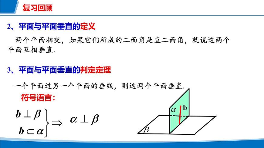 人教A版高一下册必修第二册高中数学8.6.3平面与平面垂直（第2课时）【课件】第3页