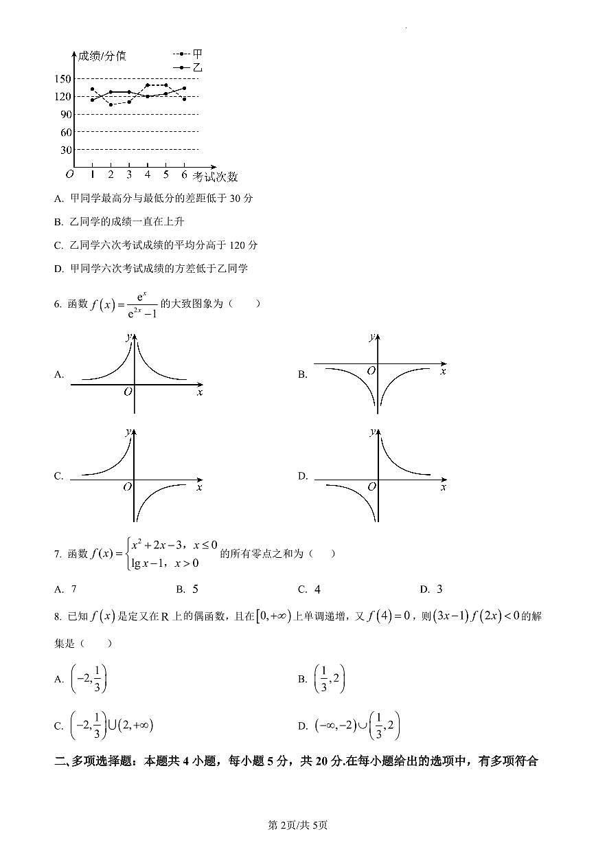 辽宁省朝阳市2023-2024学年高一上学期1月期末数学试题（含答案）第2页