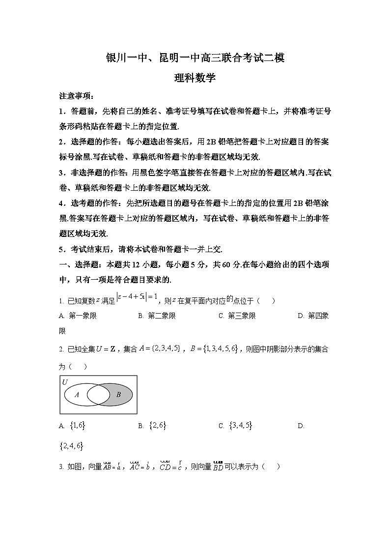 宁夏银川一中、云南省昆明一中2024届高三下学期5月联合考试二模理科数学试卷第1页