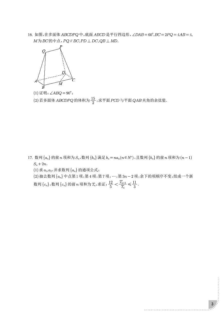 湖北省武汉市华中师范大学第一附属中学2024-2025学年高三下学期三月限时训练数学试卷【含答案】第3页