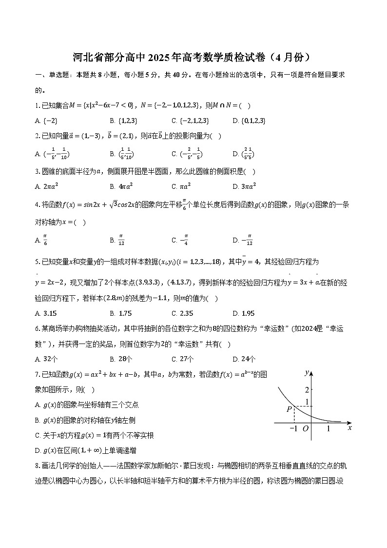 河北省部分高中2025年高考数学质检试卷（4月份）（含解析）第1页