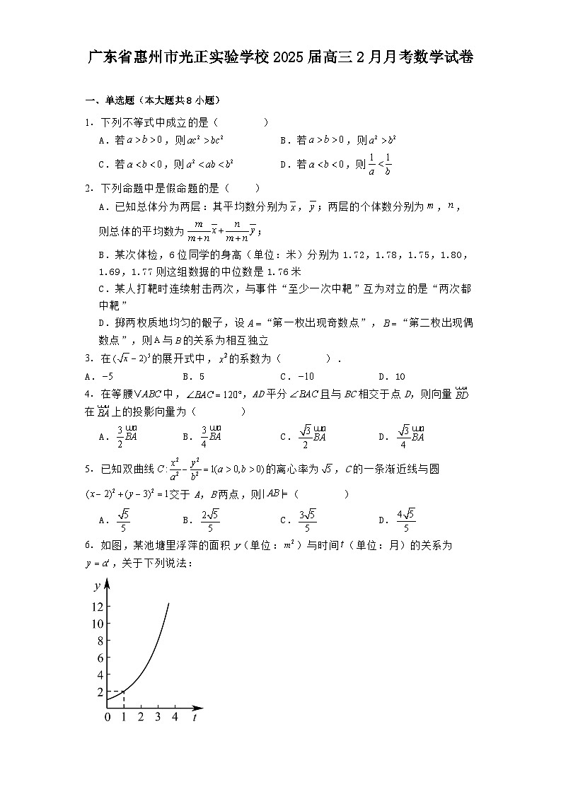广东省惠州市光正实验学校2025届高三2月月考数学试卷【含答案】第1页
