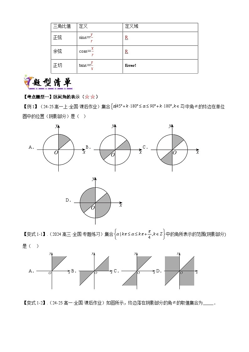 备战高一数学下学期期中（北师大）专题01 第一章 任意角与弧度制+正余弦函数的概念及性质（原卷版）第2页