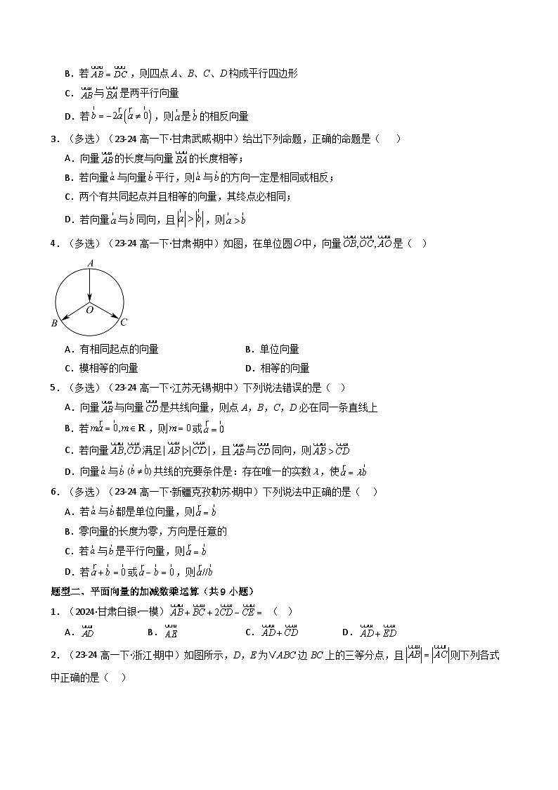 备战高一数学下学期期中（人教A）专题01 高一下学期期中真题精选（考题预测）（原卷版）第2页