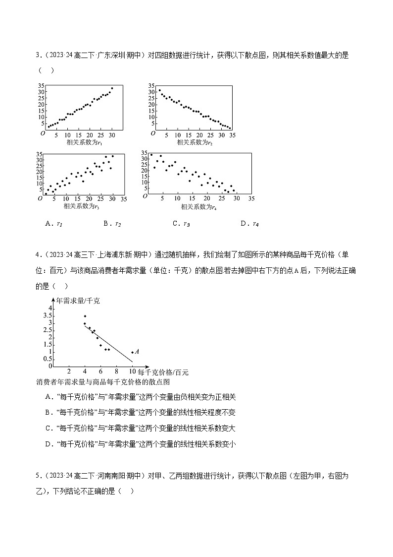 备战高二数学下学期期中（人教B）专题04 回归模型及独立性检验高频题型归类（考题预测）（原卷版）第2页