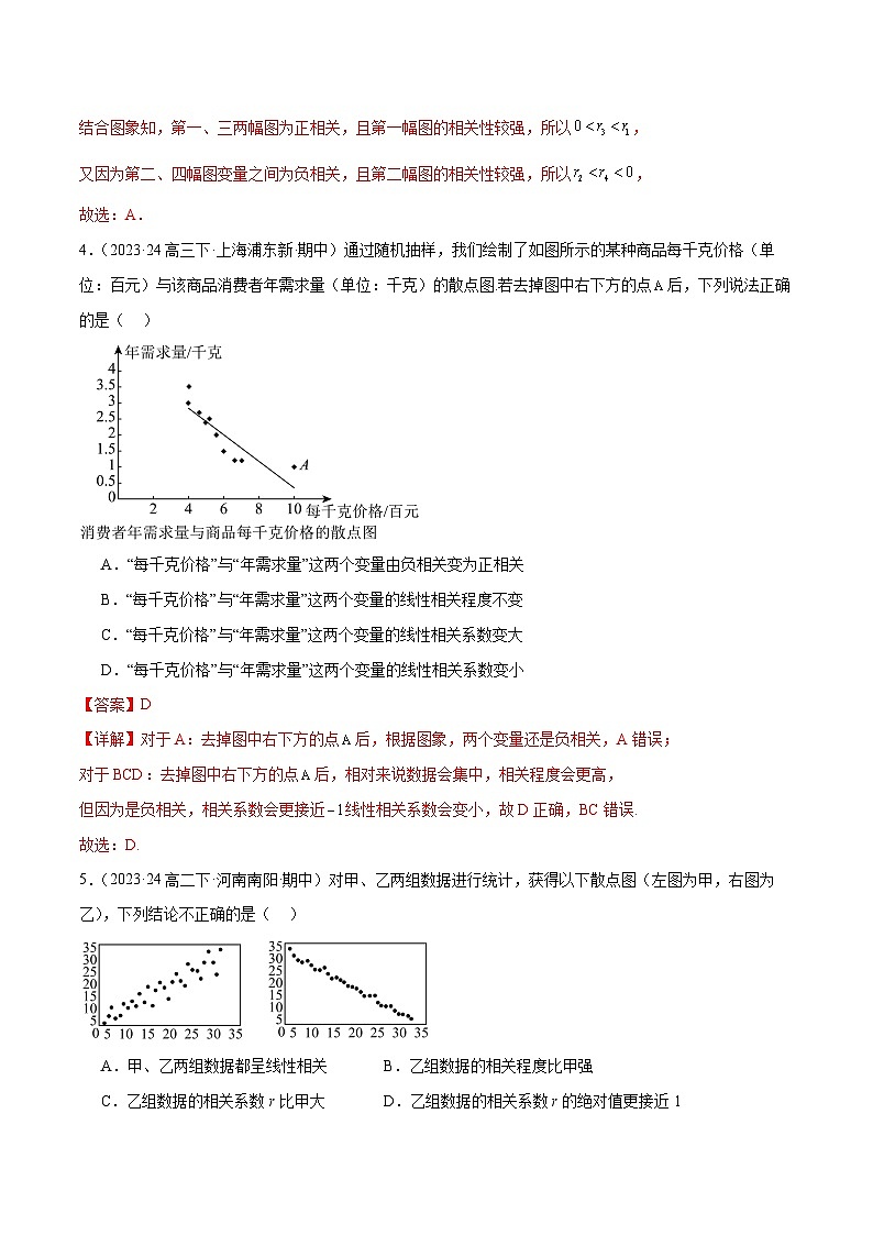 备战高二数学下学期期中（人教B）专题04 回归模型及独立性检验高频题型归类（考题预测）（解析版）第3页