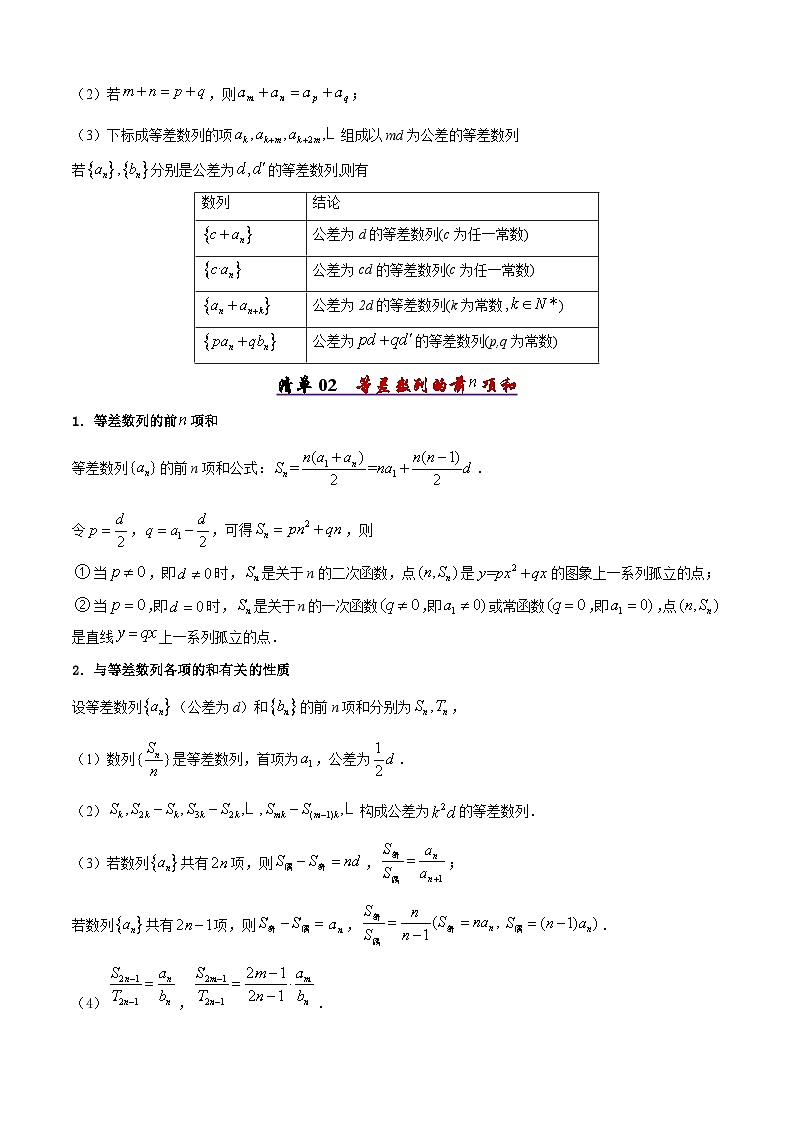 备战高二数学下学期期中（人教B）清单07 等差数列及等比数列（考点梳理）（原卷版）第2页