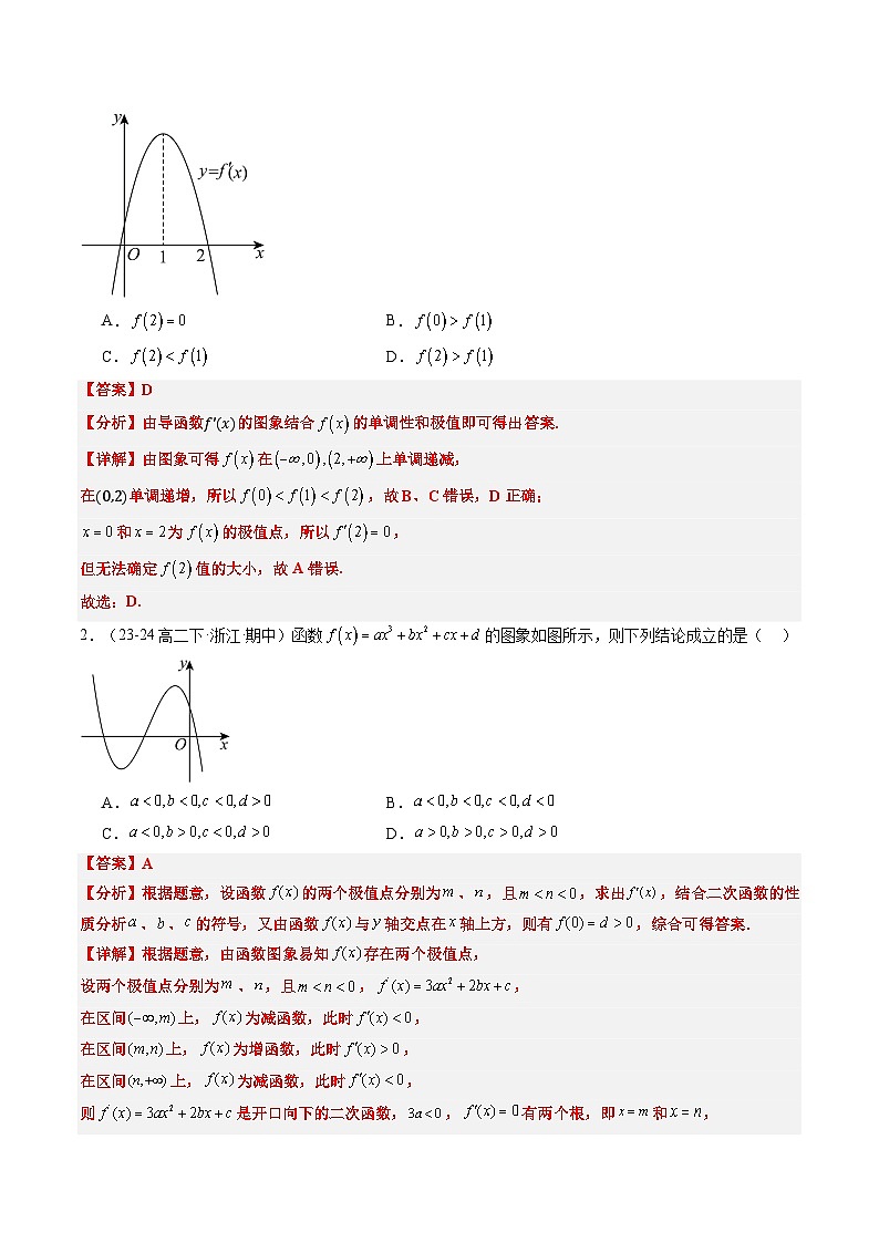 高二寒假数学自学（人教B）第04讲 函数的极值与导数（思维导图+2知识点+四大考点+过关检测）（解析版）第3页