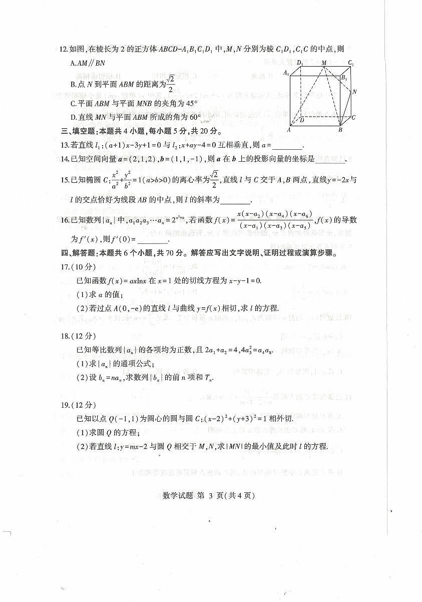 山东省临沂市2023-2024学年高二上学期1月期末 数学试卷（含答案）第3页