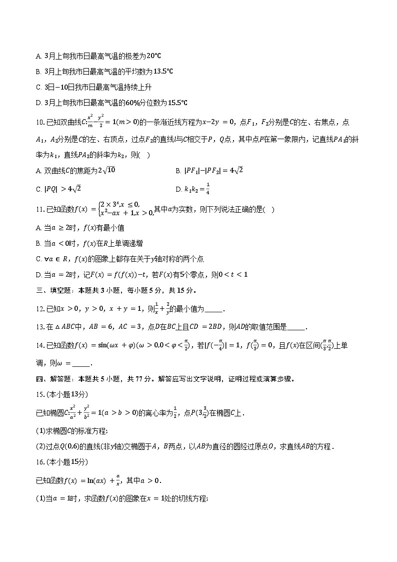 安徽省蚌埠市2025届高三下学期适应性考数学试卷（含答案）第2页