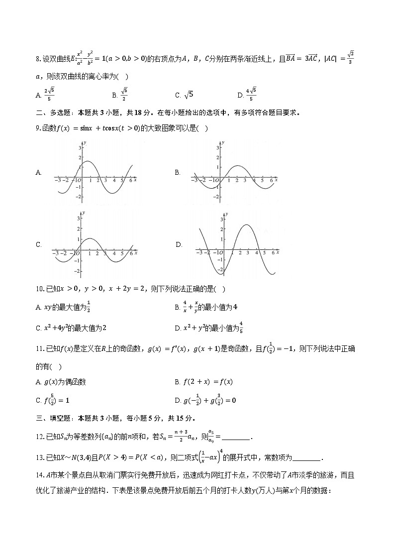 山西省部分学校2025届高三下学期二轮复习联考（二）数学试卷（含答案）第2页