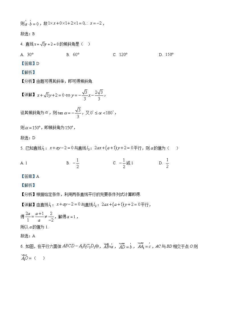 北京市房山区2024-2025学年高二上学期学业水平调研（一）数学试题  Word版含解析第2页