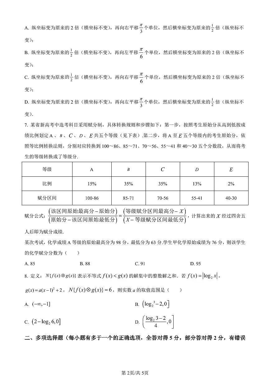 湖南省郴州市2023-2024学年高一上学期期末教学质量监测数学试题（含答案）第2页