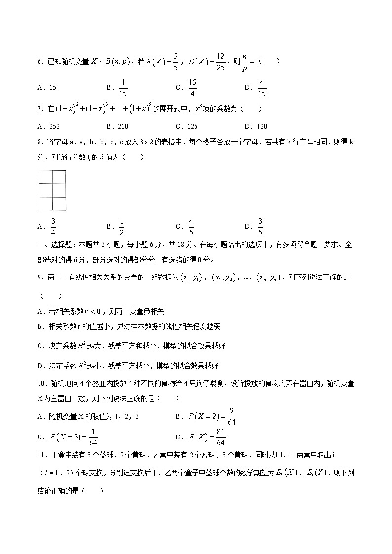 2024-2025学年河北省沧州市高二数学下学期4月期中模拟试题（附答案）第2页