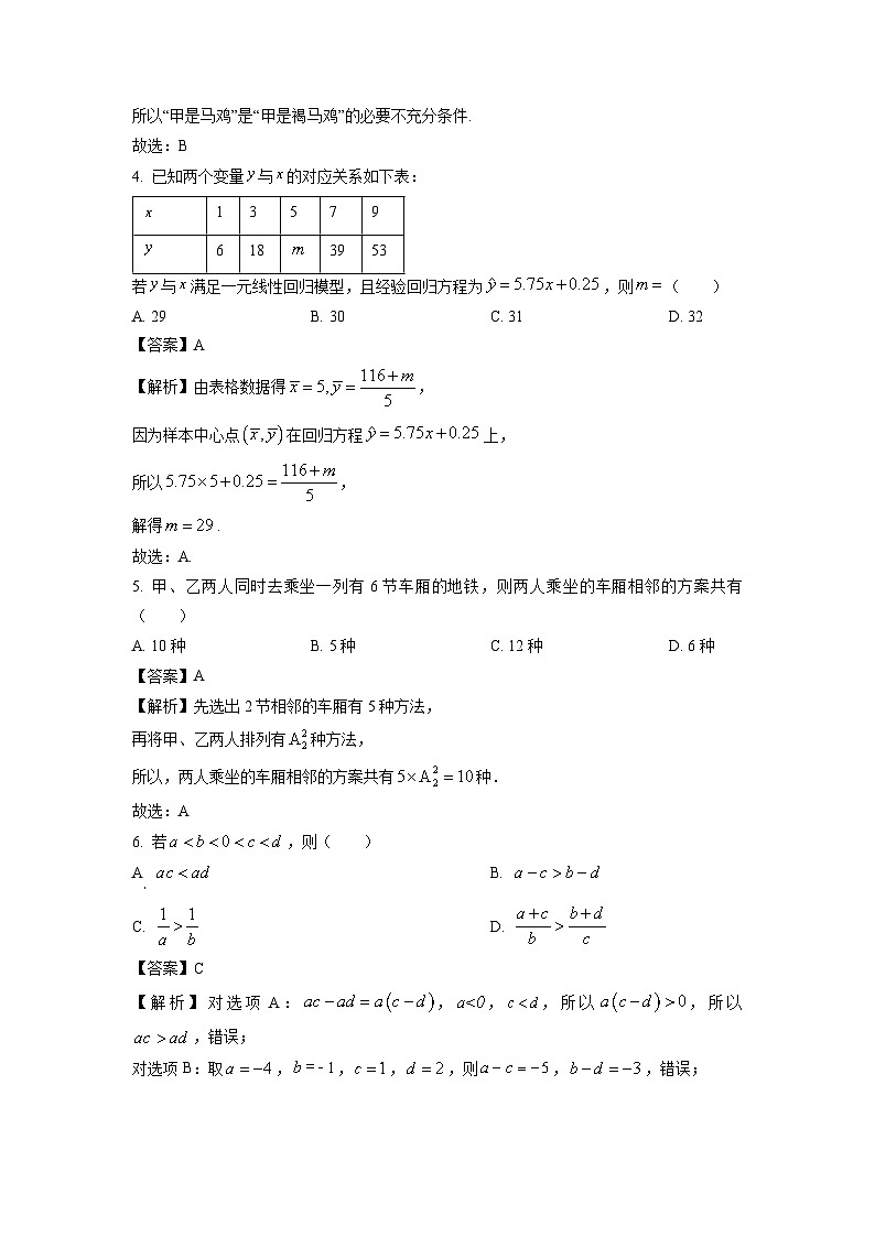 山西省临汾市部分学校2023-2024学年高二下学期期末考试数学试题（解析版）第2页