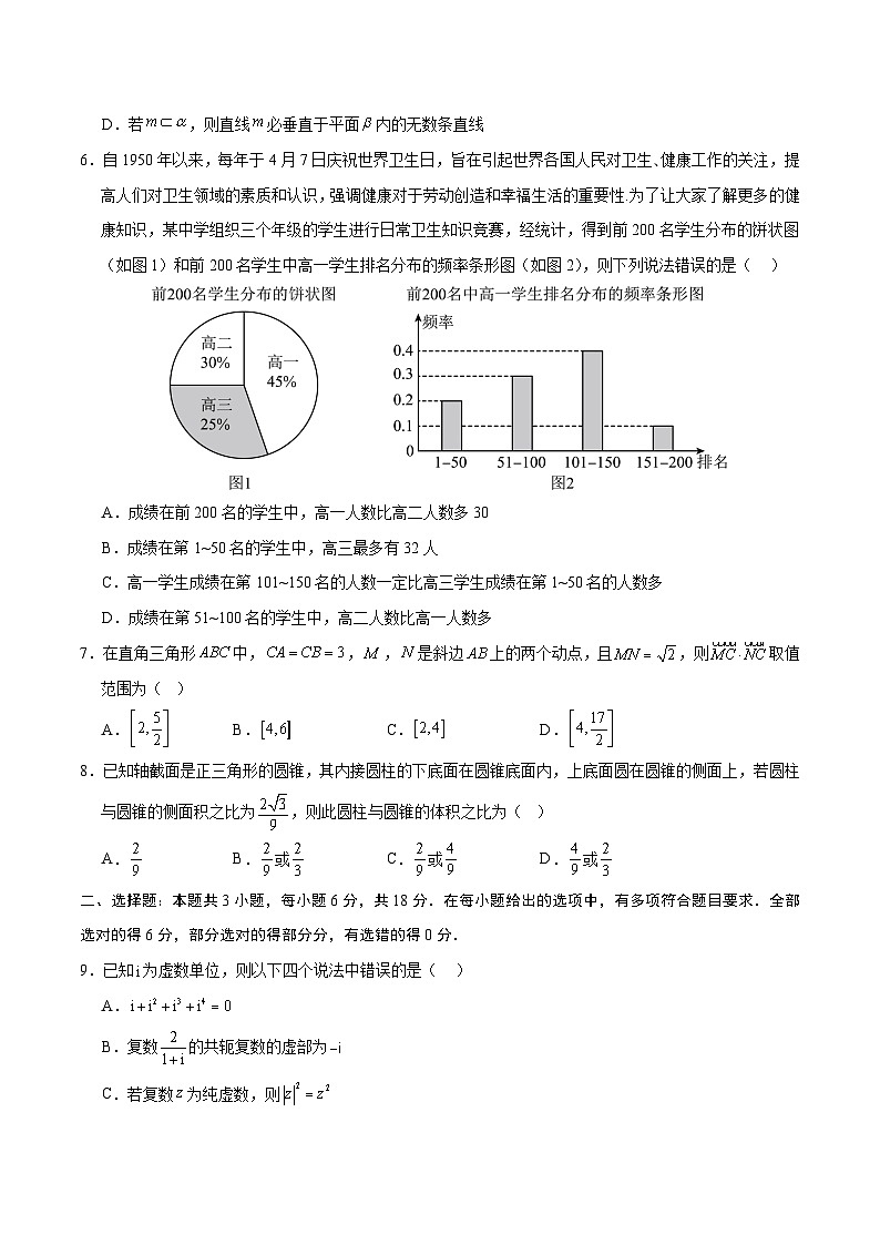 高一数学月考卷【测试范围：苏教版2019必修第二册第9~14章】（江苏专用）（考试版）第2页