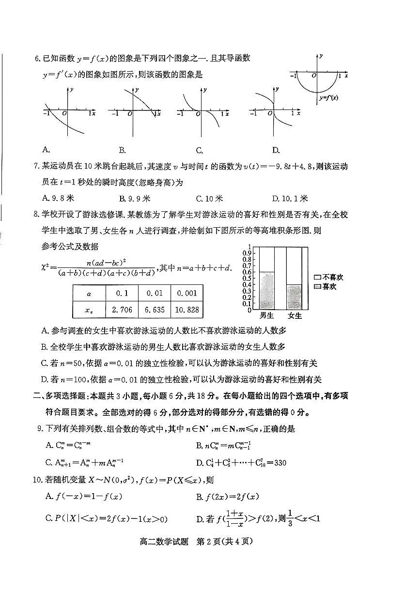 山东省枣庄市2024年高二期末教学质量检测 数学试卷（含答案）第2页