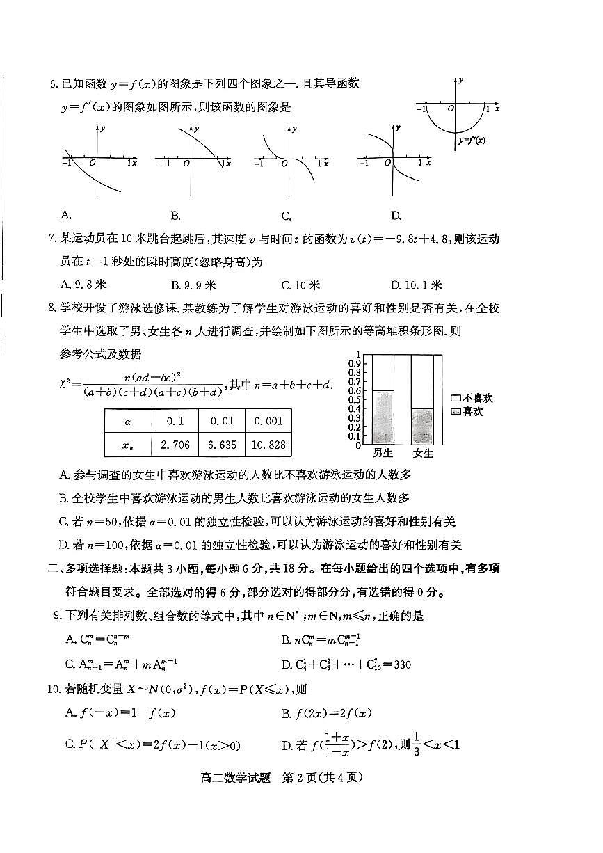 山东省枣庄市2024年高二期末教学质量检测 数学试卷（含答案）第2页