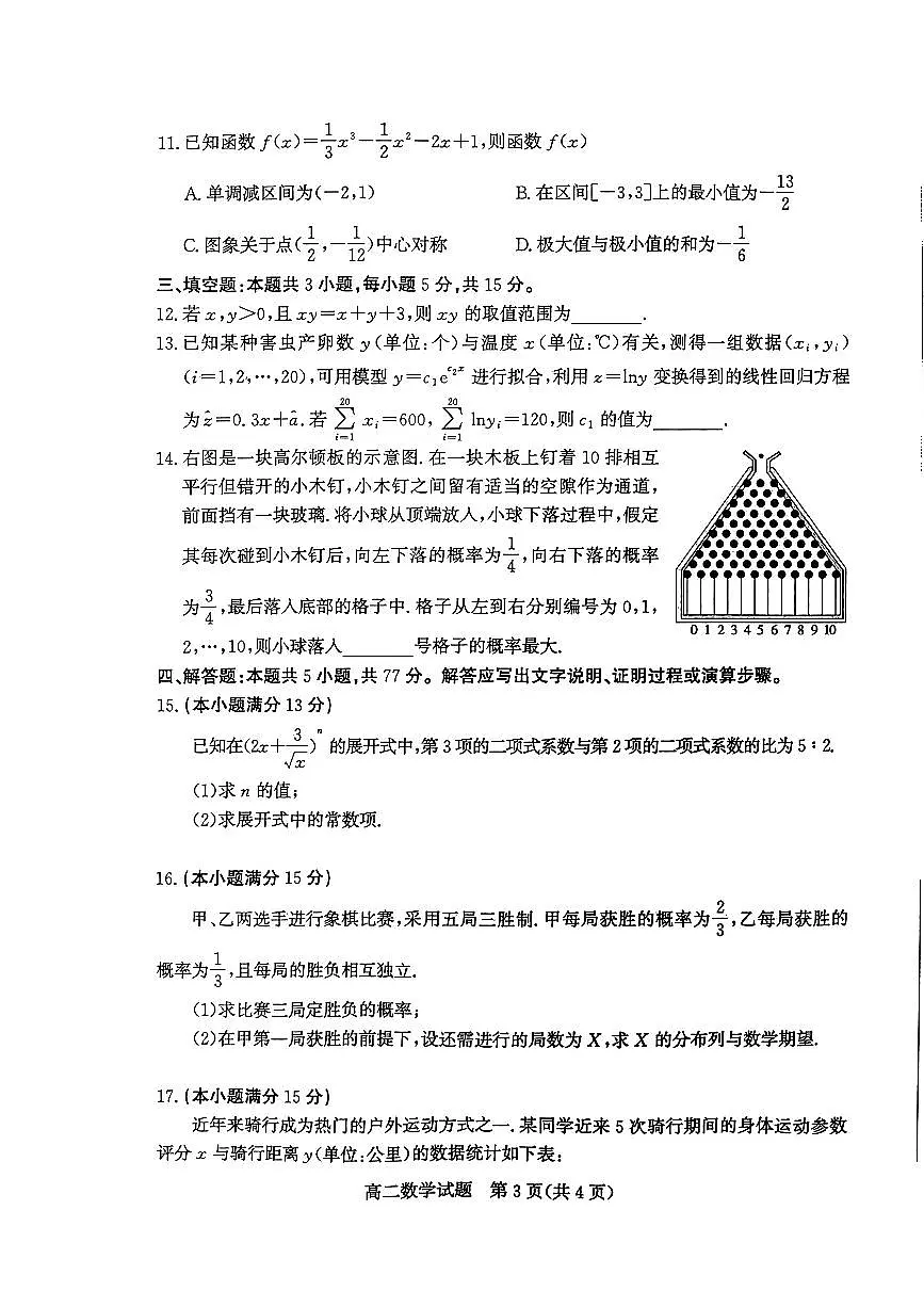 山东省枣庄市2024年高二期末教学质量检测 数学试卷（含答案）第3页