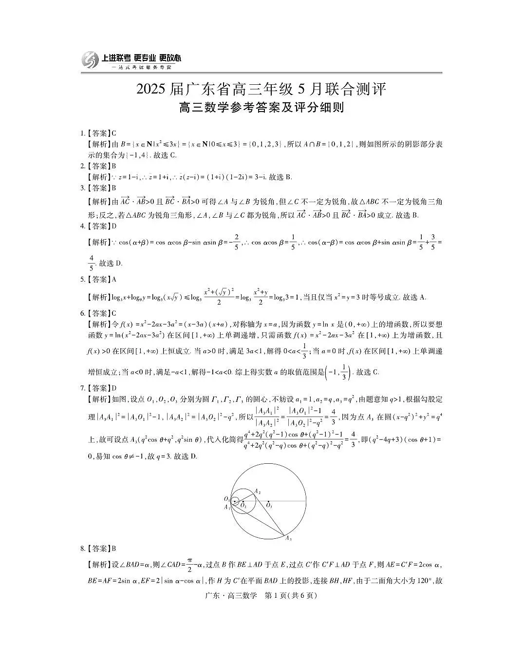 25届5月广东高三联考·数学答案第1页