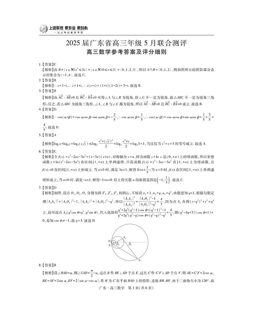 25届5月广东高三联考·数学答案第1页