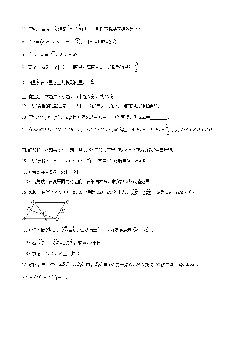 2024-2025学年安徽省蚌埠市高一数学下学期7月期末考试（附答案）第3页