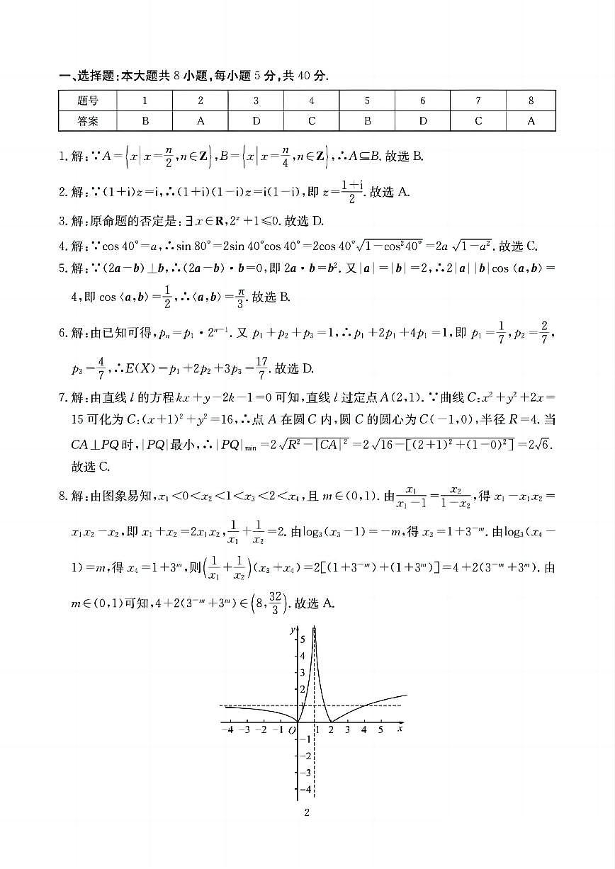 四川省（科大讯飞大数据）2025届高三第二次教学质量联合测评数学答案第2页