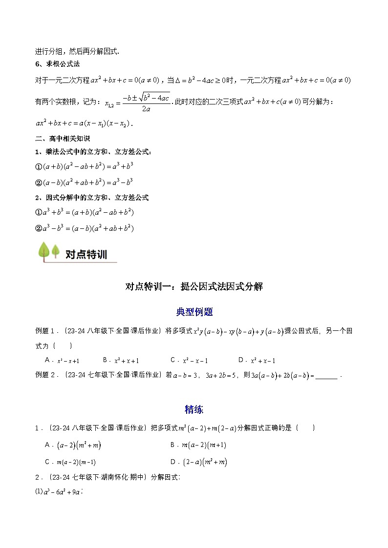 衔接点03 因式分解（原卷版）第3页