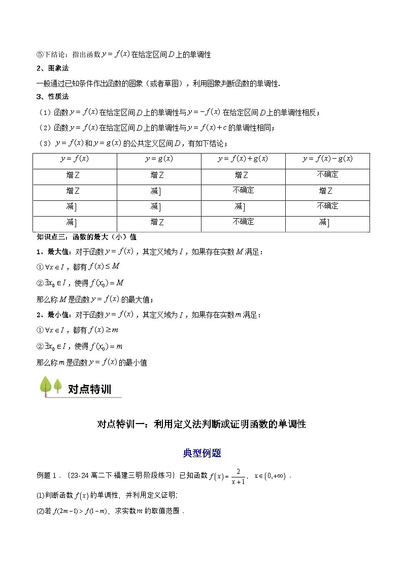 预备知识11 函数的单调性与最大（小）值（原卷版）第3页
