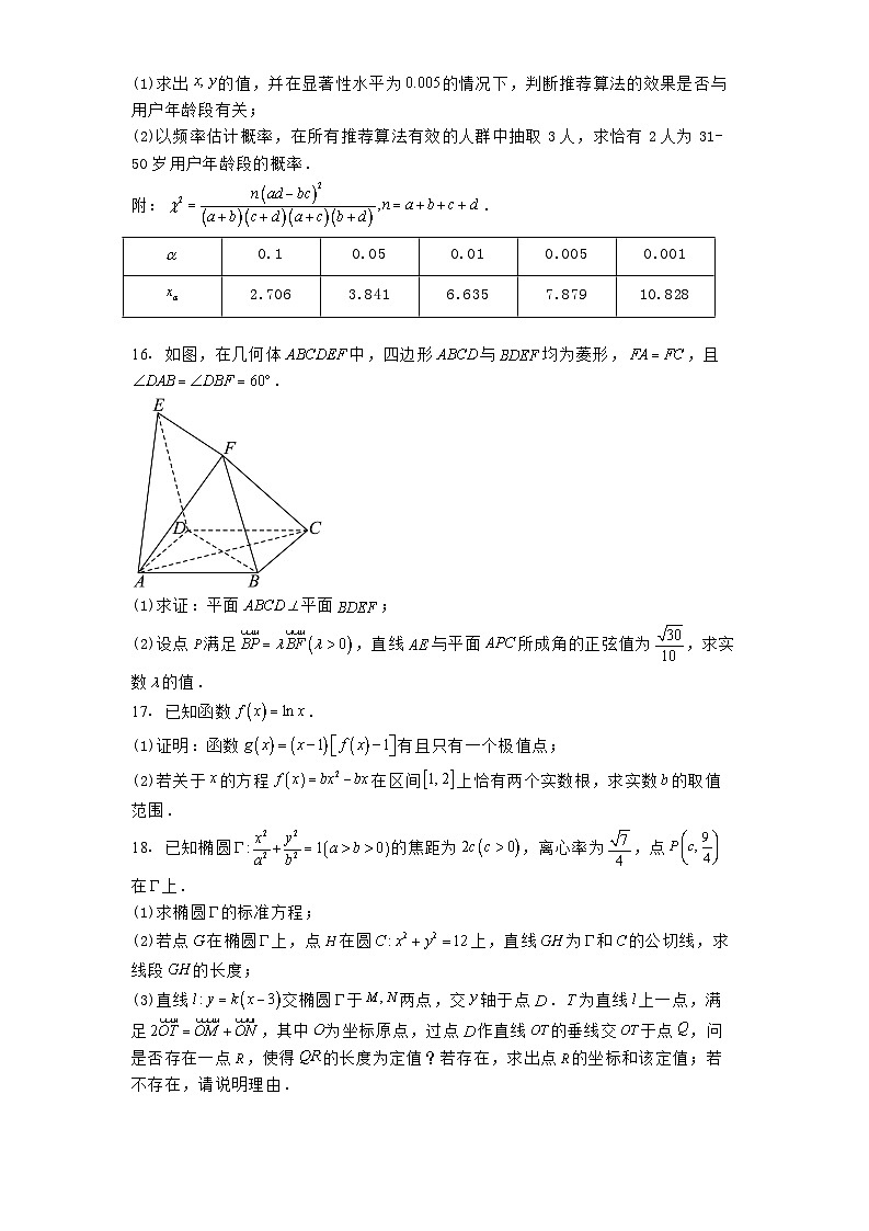 江西省萍乡市2024−2025学年高三下学期二模考试 数学试卷（含解析）第3页
