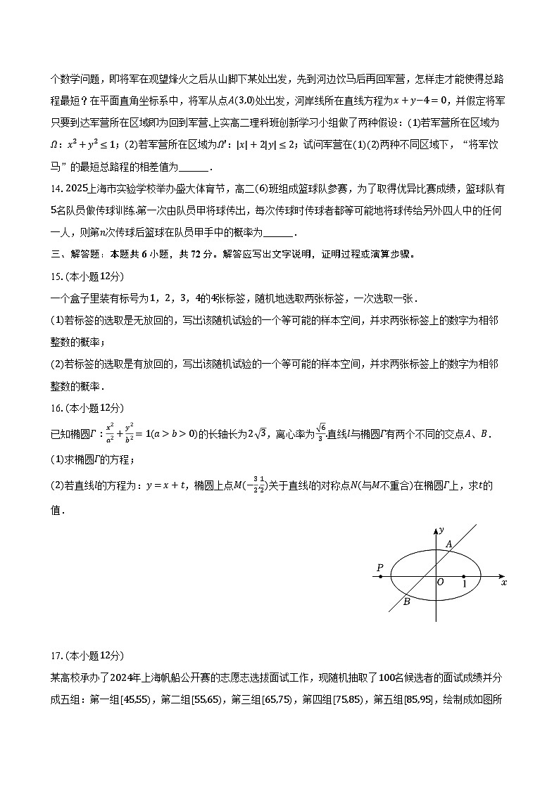 上海实验学校2024-2025学年高二（下）期中数学试卷（含解析）第3页