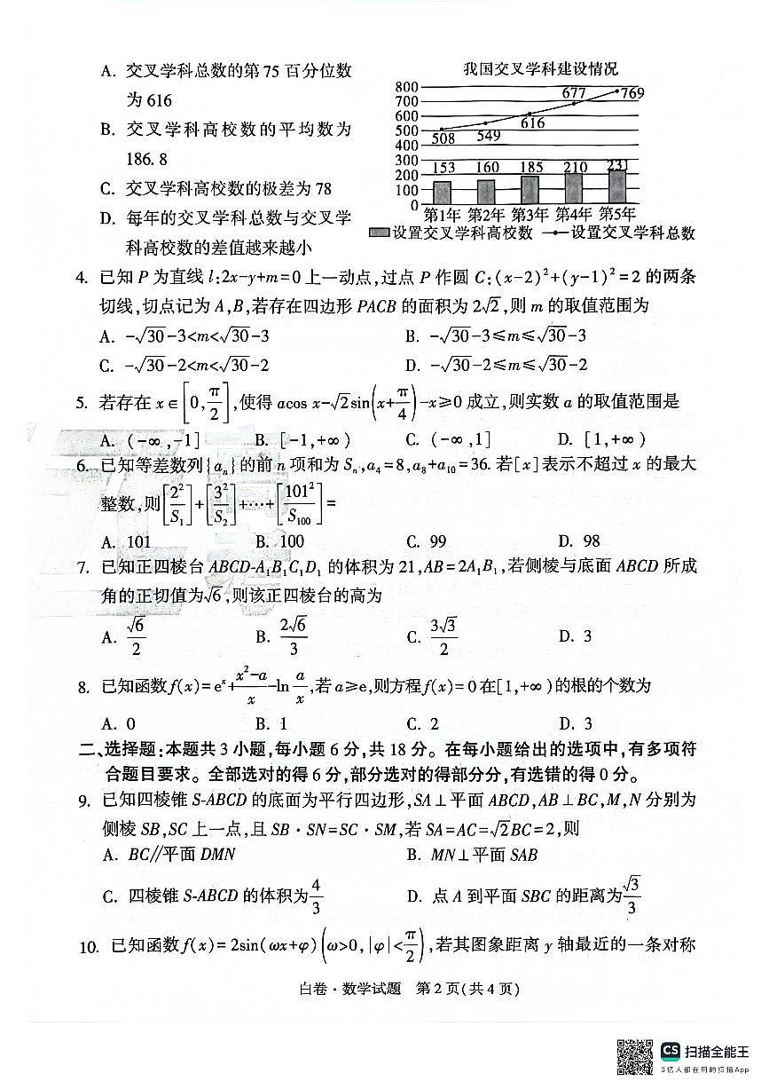 黑白卷高考押题卷——数学白卷第2页