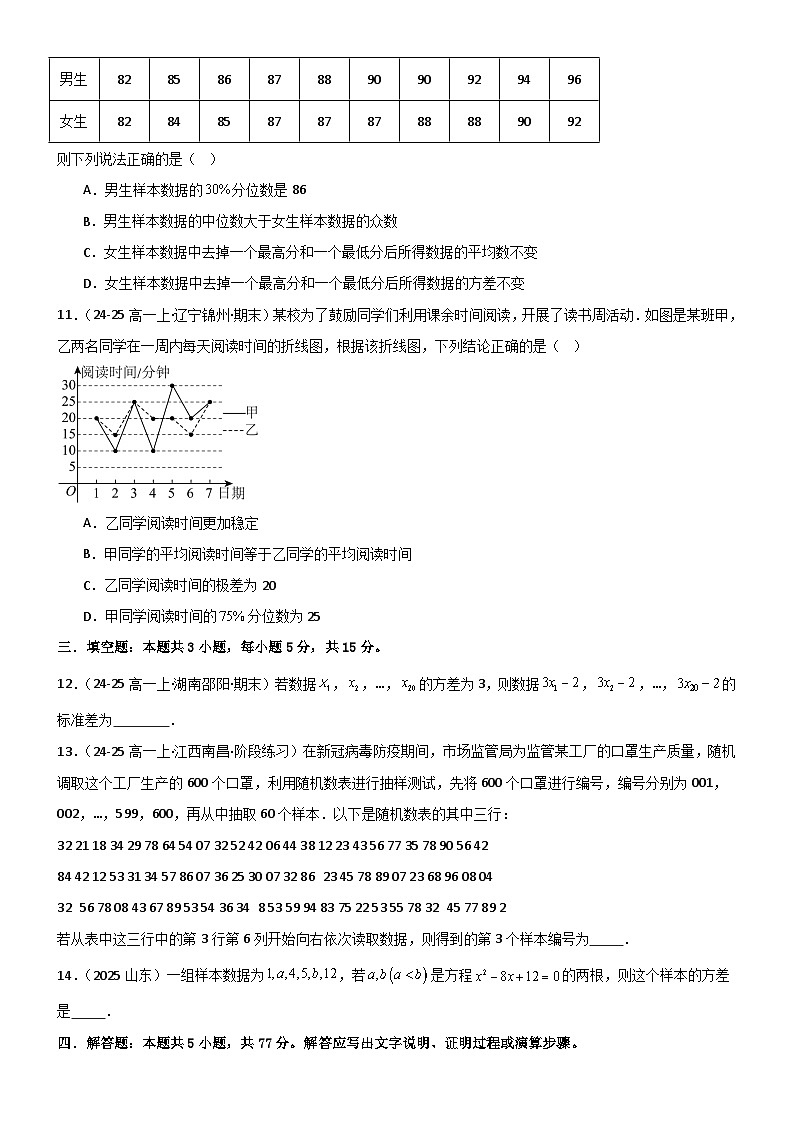 第九章 统计章末测试（基础卷）（原卷版）第3页