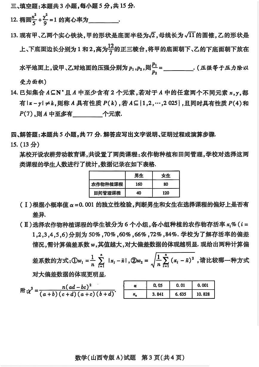 天一大联考2025届高三高考模拟考前模拟最后一卷-数学试卷+答案第3页