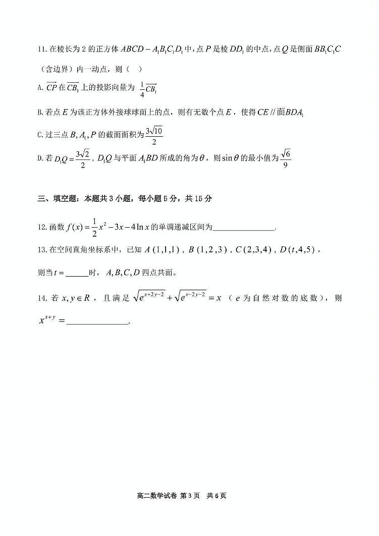 福建省漳州市十校联盟2024-2025学年高二下学期期中考试数学试卷（PDF版附答案）第3页