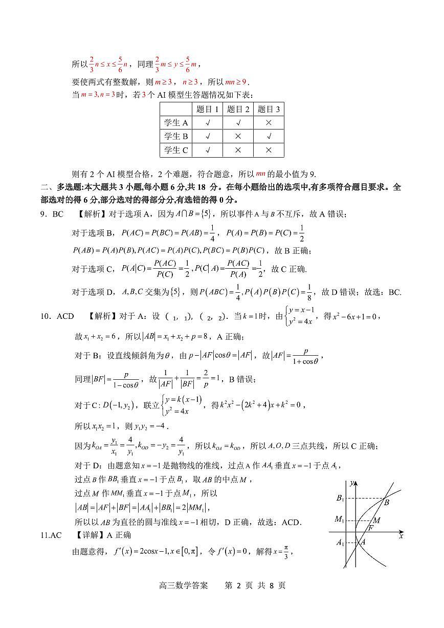广西省南宁二中·2025年5月高三冲刺考数学评分标准第2页
