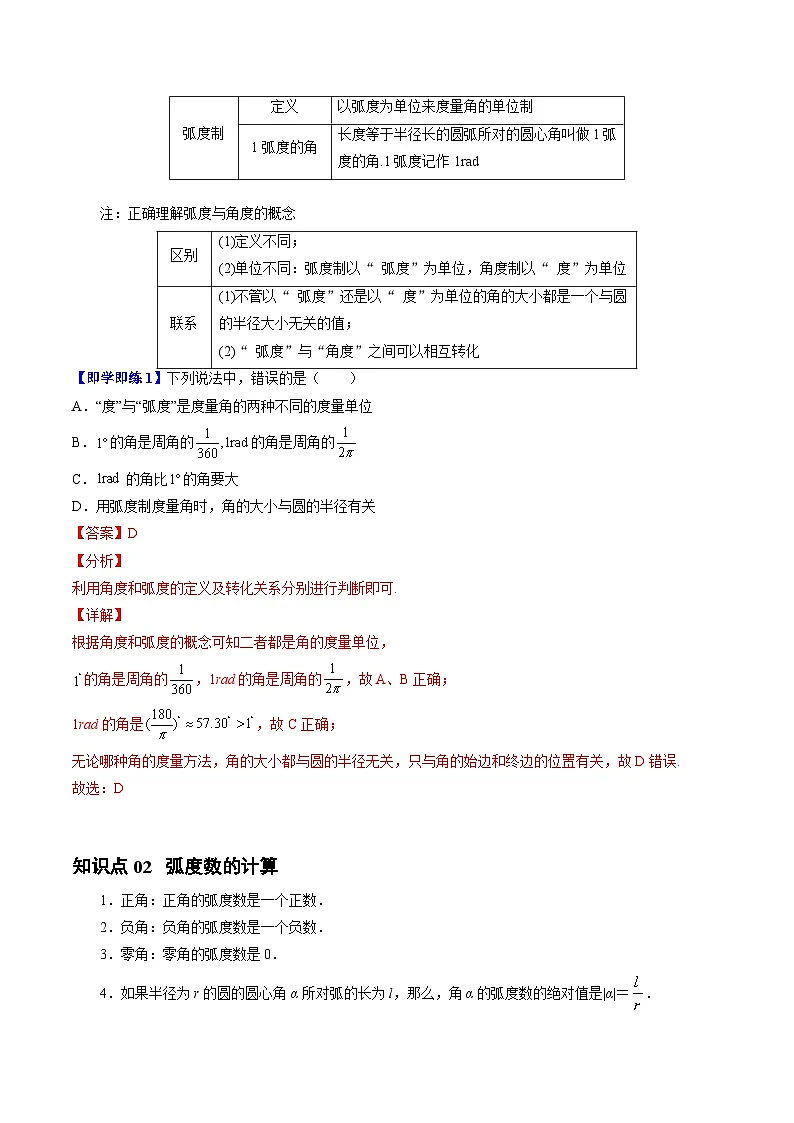高中数学北师大版讲义（必修二）第03讲1.3弧度制4种常见考法归类（教师版）第2页