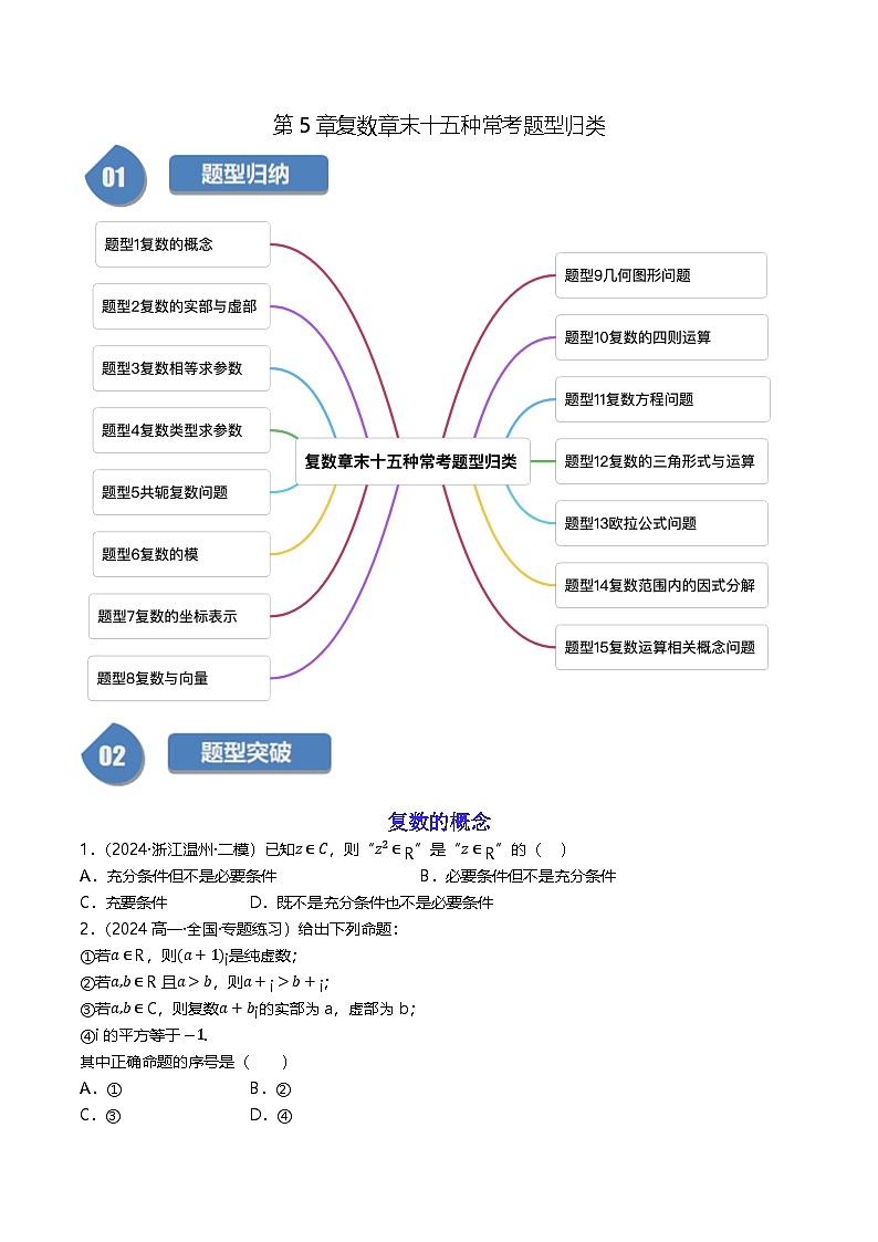 高中数学北师大版讲义（必修二）第28讲第五章复数章末十五种常考题型归类（学生版）第1页