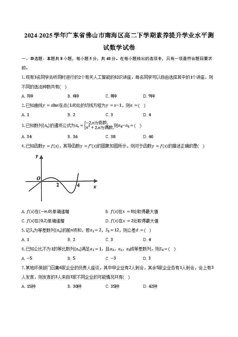 2024-2025学年广东省佛山市南海区高二下学期素养提升学业水平测试数学试卷（含答案）第1页