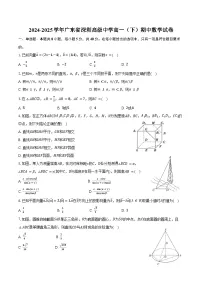 2024-2025学年广东省深圳高级中学高一（下）期中数学试卷（含解析）