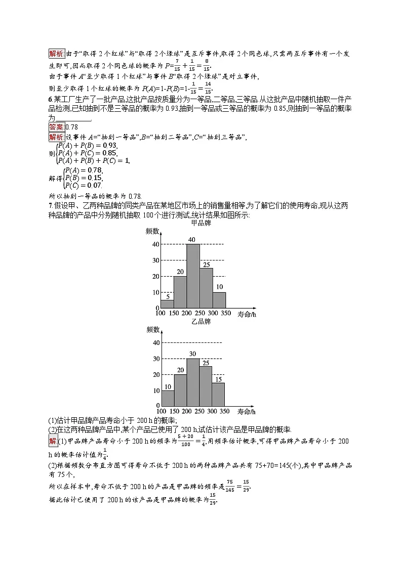 2026届高三数学一轮复习课后习题考点规范练54 随机事件与概率、事件的相互独立性（Word版附解析）第2页